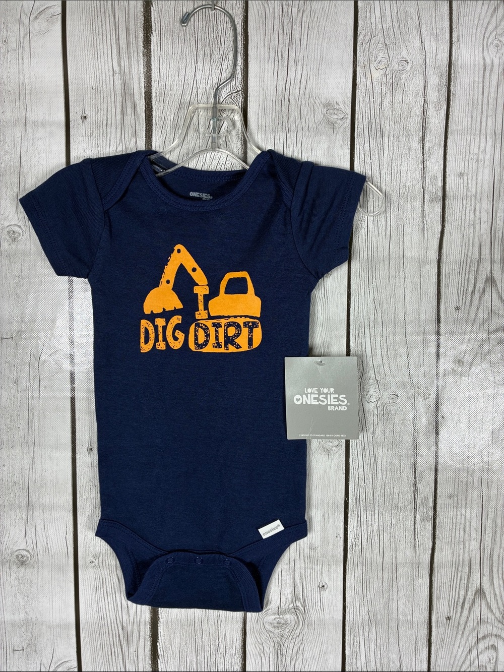 Onesies brand  'Dig Dirt' Construction Baby Onesie Size 6-9M